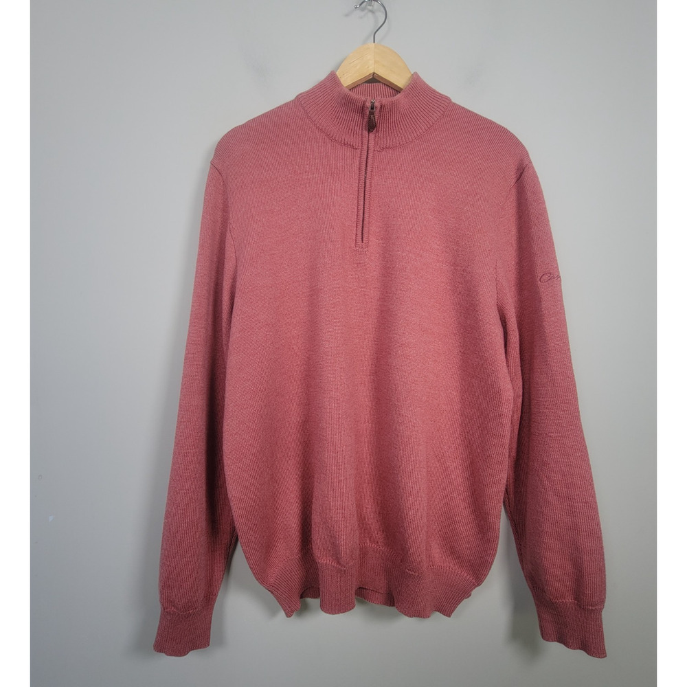 Polo Golf Ralph Lauren Sweater Mens L Merino Wool 1/4 Zip Mauve Pink